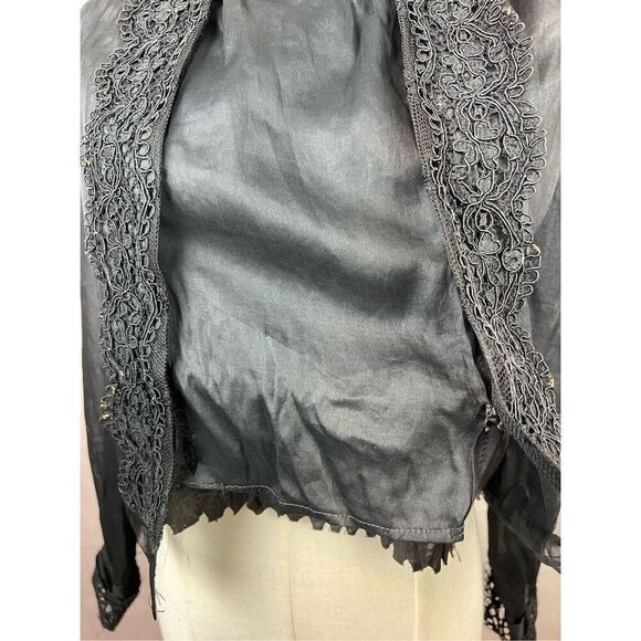 Antique 1900s Vintage Edwardian Style WW1 Era Black Lace Blouse - Picture 11 of 16